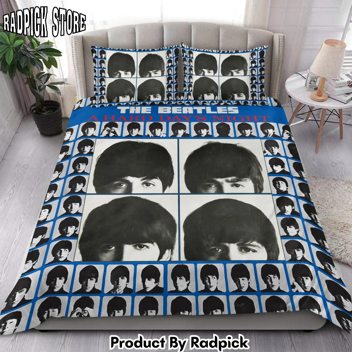 Radpick the beatles hard day night all over printed bedding set q160201 rp3271394